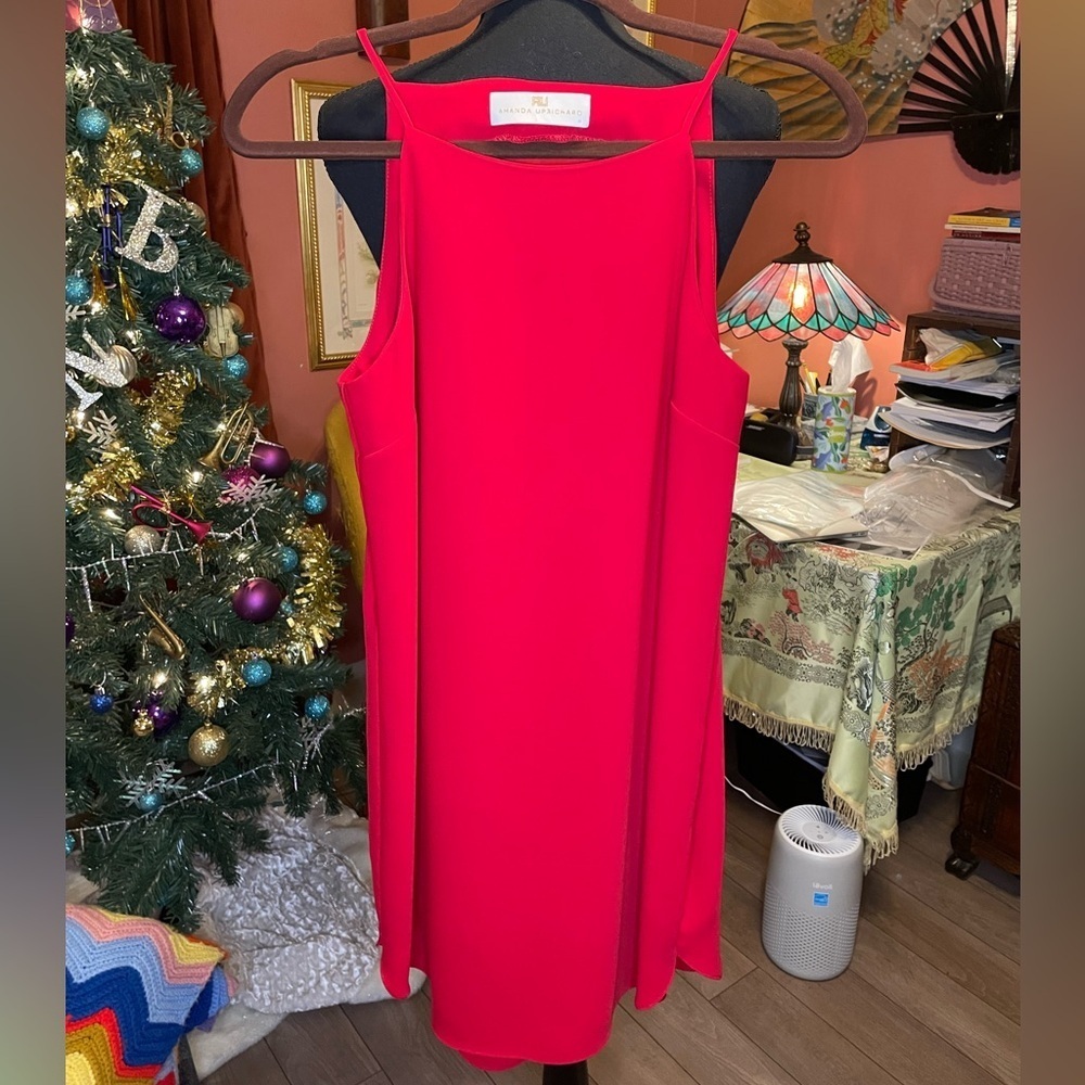 Amanda Uprichard red mini dress with racerback spaghetti straps size XS